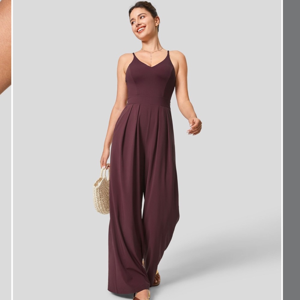 Halara Breezeful™ Backless Side Invisible Zipper Pocket Jumpsuit - Amaranth